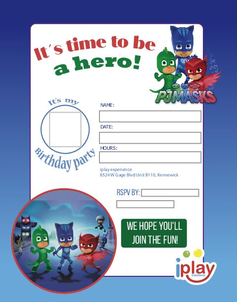 invitations- iplay experience PJ MASK