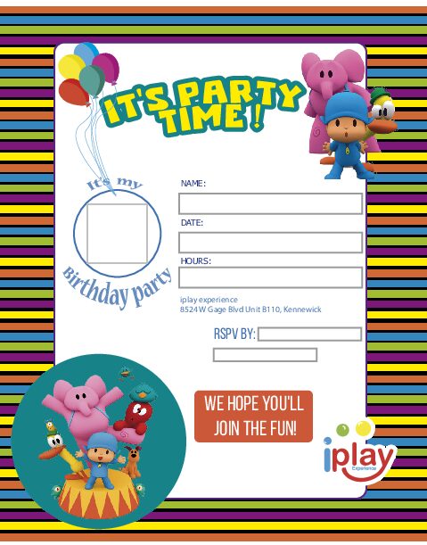 invitations- iplay experience POCOYO