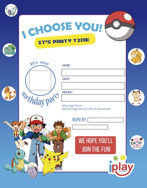 invitations- iplay experience Pokemon